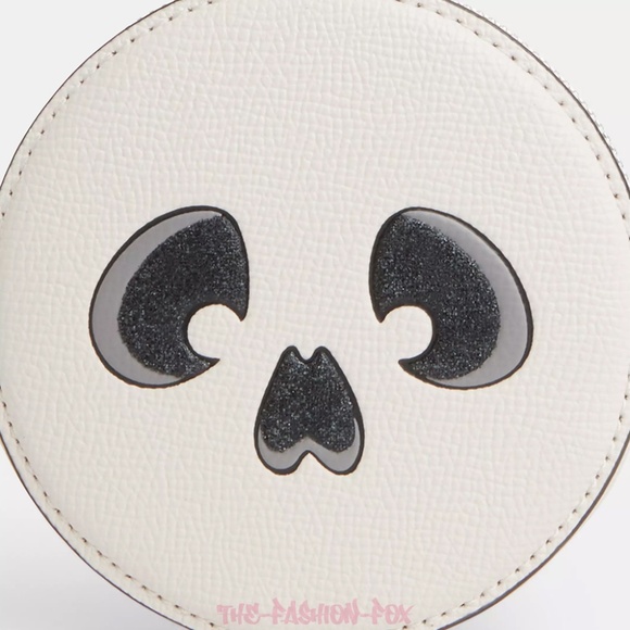 Coach Halloween Skull Leather Coin Case Pouch Change Purse Mini Bag in Chalk NWT - Picture 2 of 5